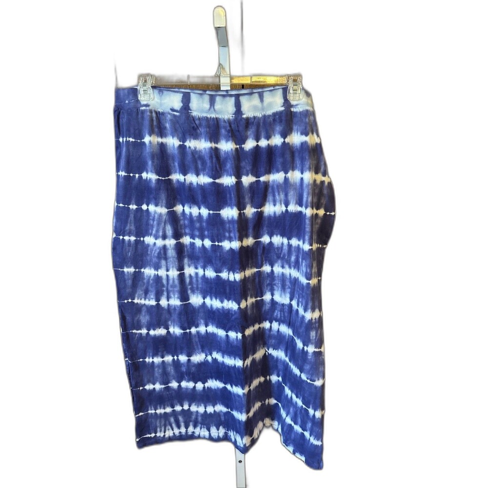Lane Bryant Tie Dye Stretch Soft Straight Maxi Skirt Slits Size 18/20 Blue Beach